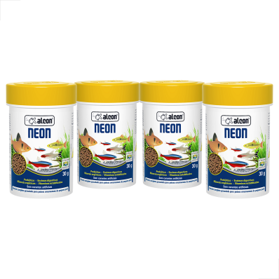 Kit 4 UN Racao Peixes Pequenos de Aquarios Alcon Neon 30g