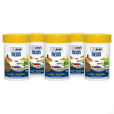 Kit 5 UN Racao Peixes Pequenos de Aquarios Alcon Neon 30g