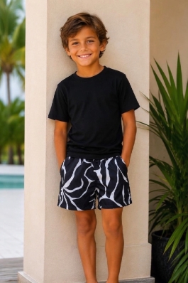 Bermuda Masculino Infantil Branca e Preta