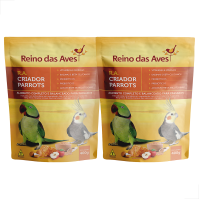Kit 2 UN Far Psitacideos Reino Das Aves Criador Parrots 400g