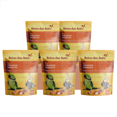 Kit 5 UN Far Psitacideos Reino Das Aves Criador Parrots 400g