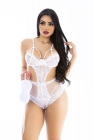 NOIVA REBECA -BODY DE ARRASTÃO BRANCO C/ VENDA REF: 2178 TAM. P