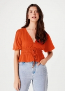 Blusa Feminina Evasê Texturizada