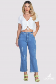 Calça Jeans Reta Cropped Isa Barriga 