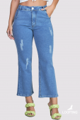 Calça Jeans Reta Cropped Isa Barriga 