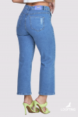 Calça Jeans Reta Cropped Isa Barriga 