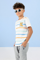 Camiseta Infantil Menino Verão Listrada Kiki