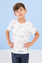 Camiseta Infantil Verão Menino Dinossauros Kiki