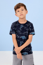 Camiseta Infantil Verão Menino Dinossauros Kiki