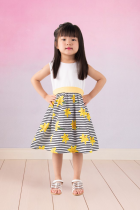 Vestido Infantil Floral Listrado 