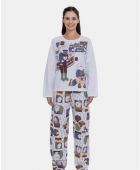 PIJAMA FEMININO SONHART MANGA LONGA COM CALÇA ALGODÃO BRANCO PLUS SIZE