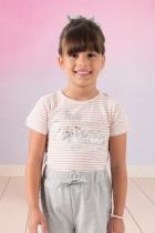 Blusa Infantil Listrada Strass Verão Menina 