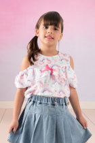 Blusa Infantil Arco-Íris Verão Menina