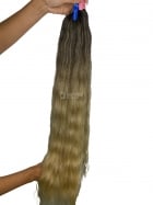 Cabelo Brasileiro Loiro Ondulado Mesclado Com Pontas Douradas 80 CM