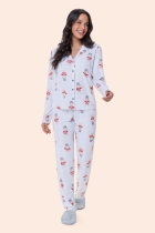 PIJAMA FEMININO LONGO COM BOTÕES SOLDADINHO SUEDE PLUS SIZE - BOCEJINHO
