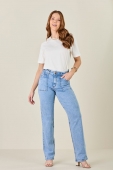 Calca Wide Leg Jeans Claudia 