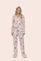 PIJAMA FEMININO LONGO COM BOTÕES URSOS ROSA - LUA LUÁ