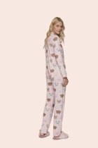 PIJAMA FEMININO LONGO COM BOTÕES URSOS ROSA - LUA LUÁ