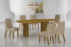 Conjunto Sala de Jantar Mesa Orgânica Sem Vidro 180cm com 6 Cadeiras Pé MDF Isis