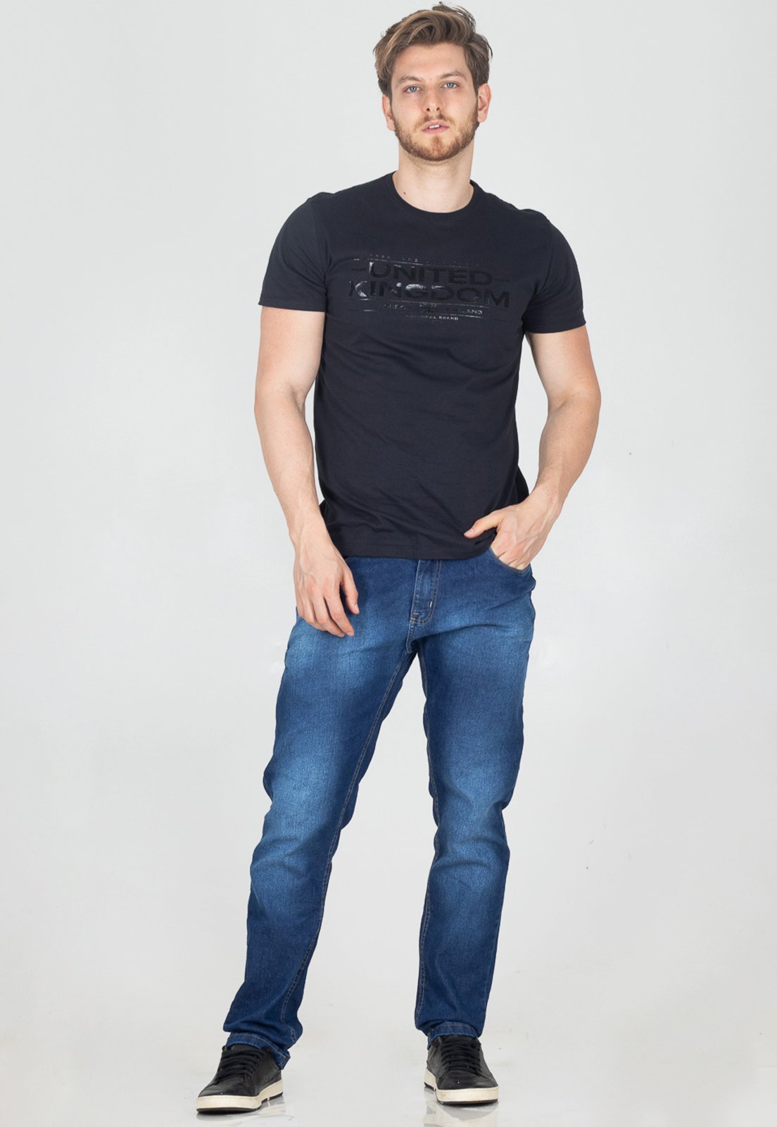 Calça Jeans Slim Masculina Com Elastano Casual Básica