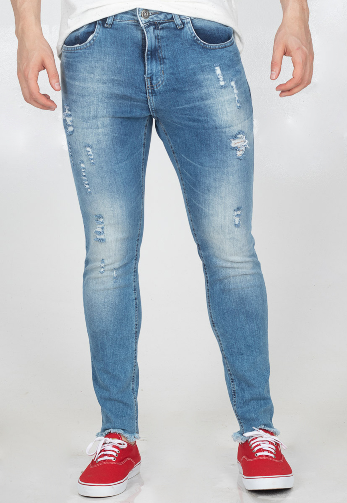 Calça Jeans Skinny Rock & Soda Cropped Masculina Desfiada