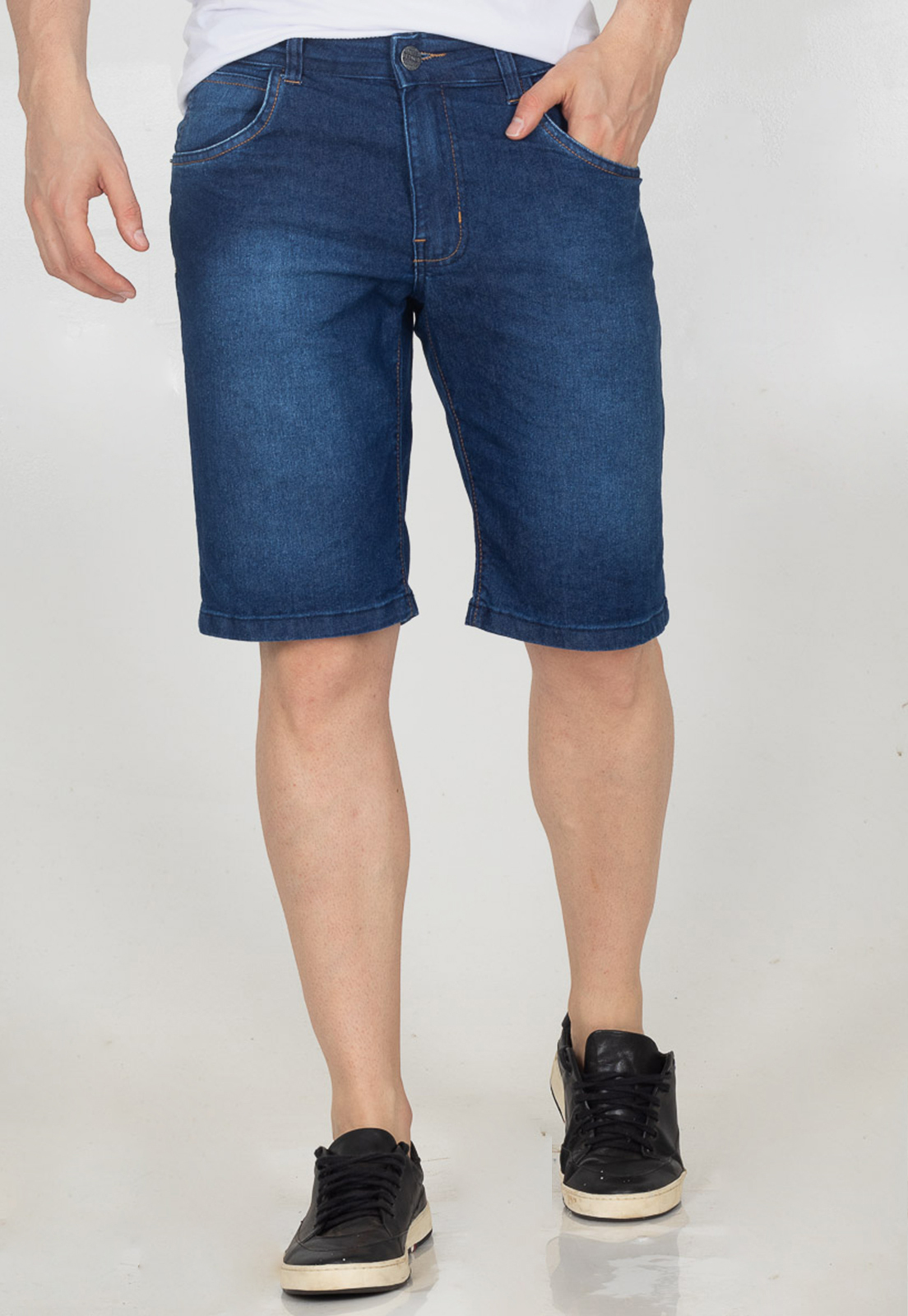 Bermuda Jeans Masculina Slim Casual Com Bolsos Básica