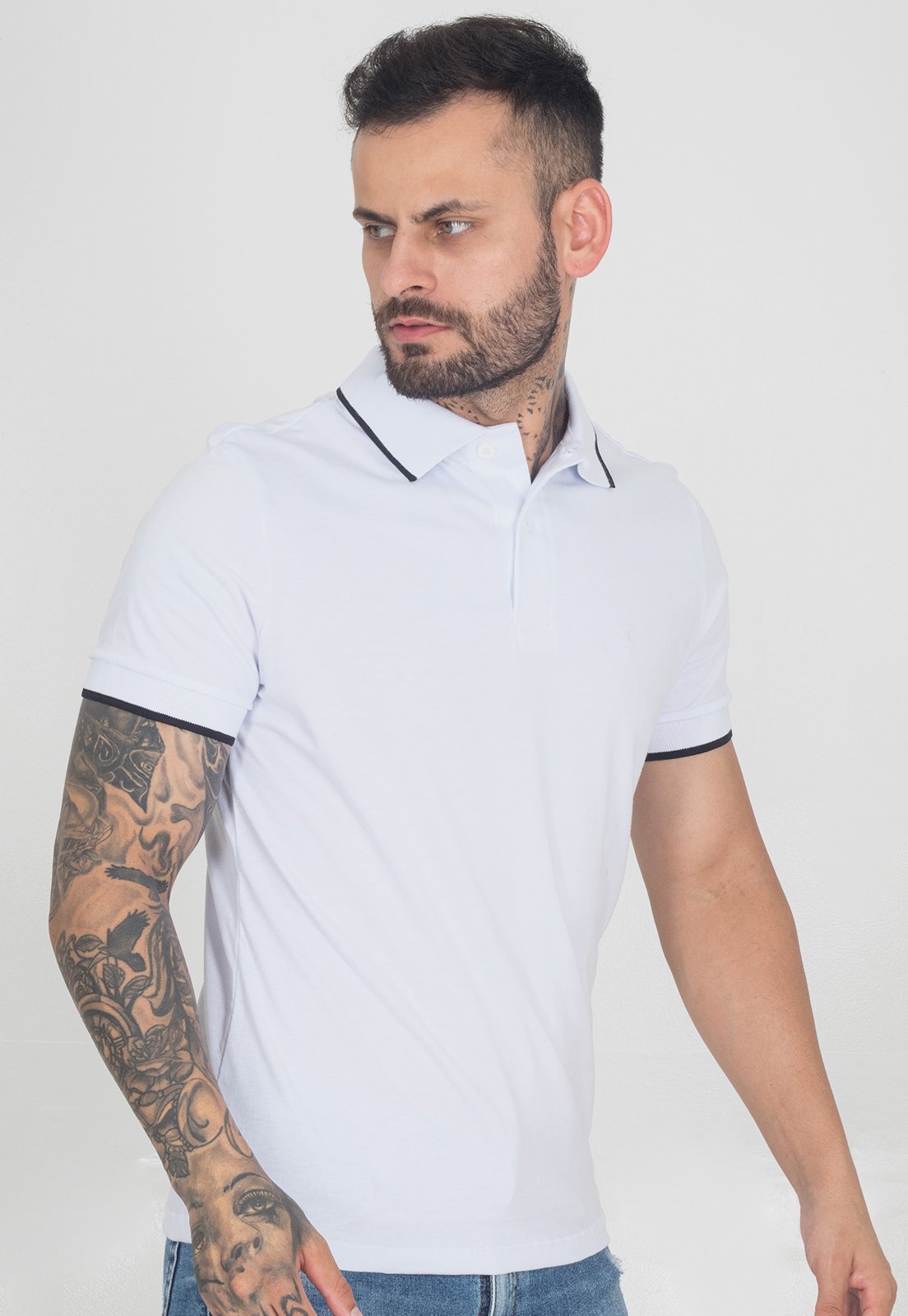 Camisa Gola Polo Masculina Malha Algodão Manga Curta Lisa