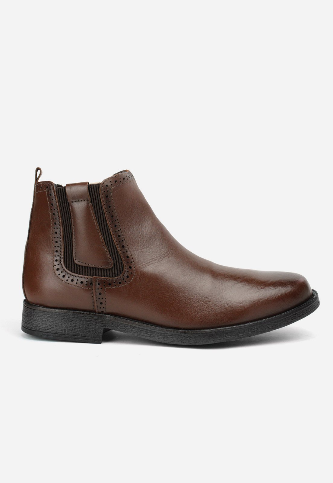 Bota Chelsea Masculina Couro Conforto Casual Marrom