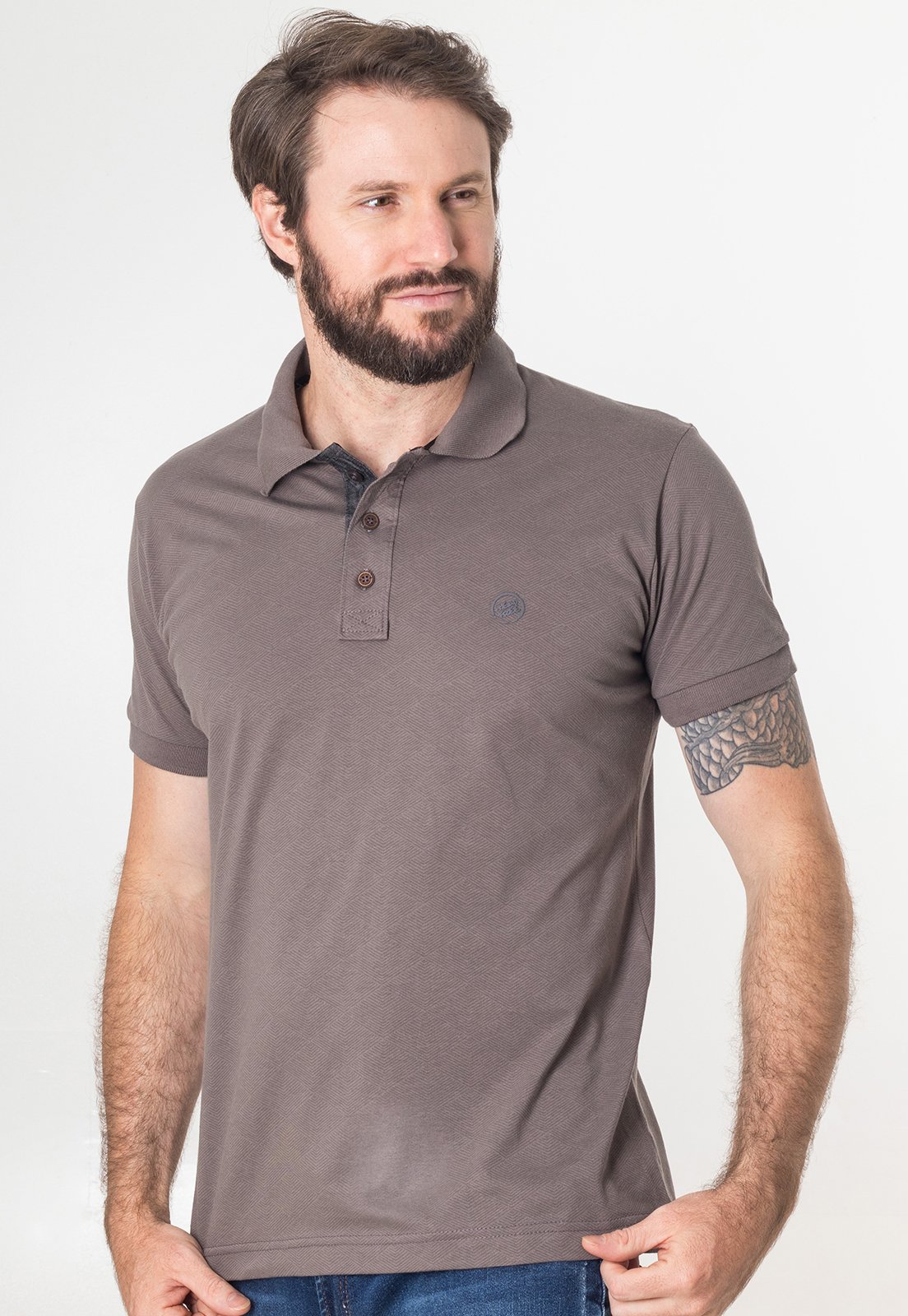 Camisa Gola Polo Masculina Algodão Com Punho Manga Curta