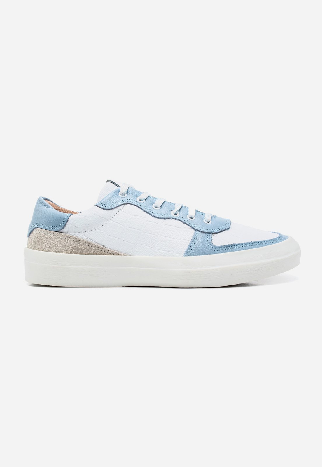 Tênis Feminino Casual Sneaker Verão Couro Básico Azul Claro