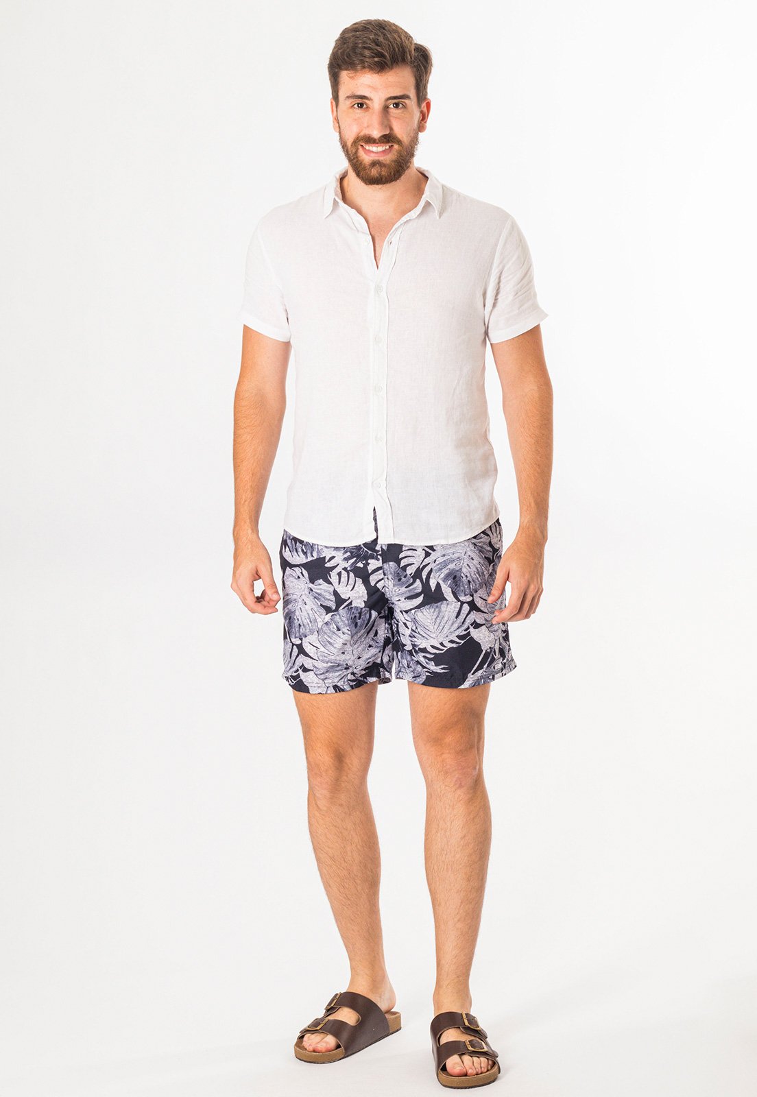 Short Tactel Masculino Estampa Verão Com Cordão E Bolso