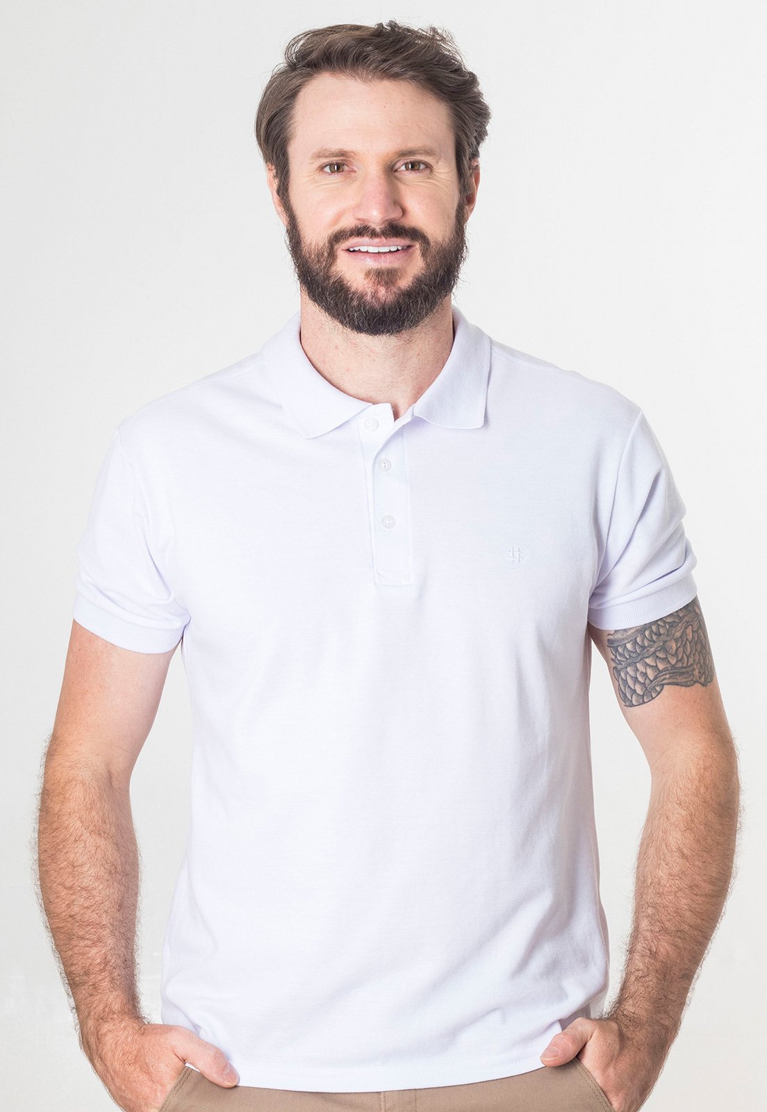 Camisa Gola Polo Masculina Piquet Lisa Bordado Manga Curta