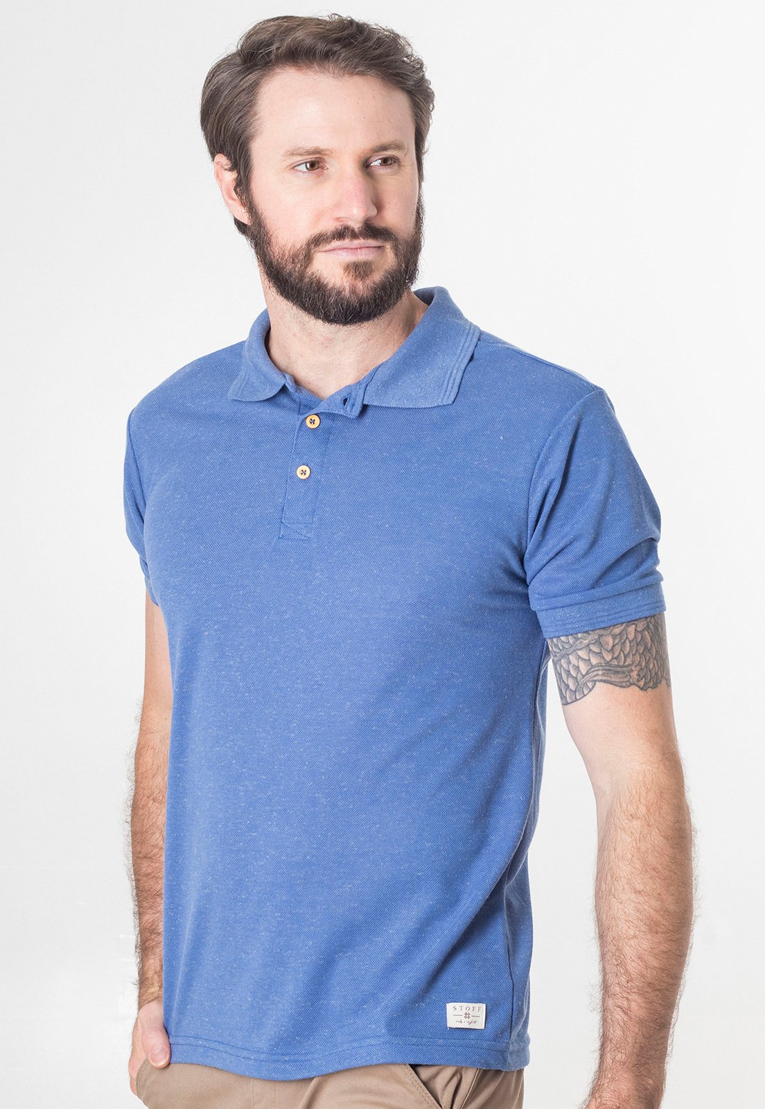 Camiseta Masculina Stone Algodão Minimalista Malha Penteada