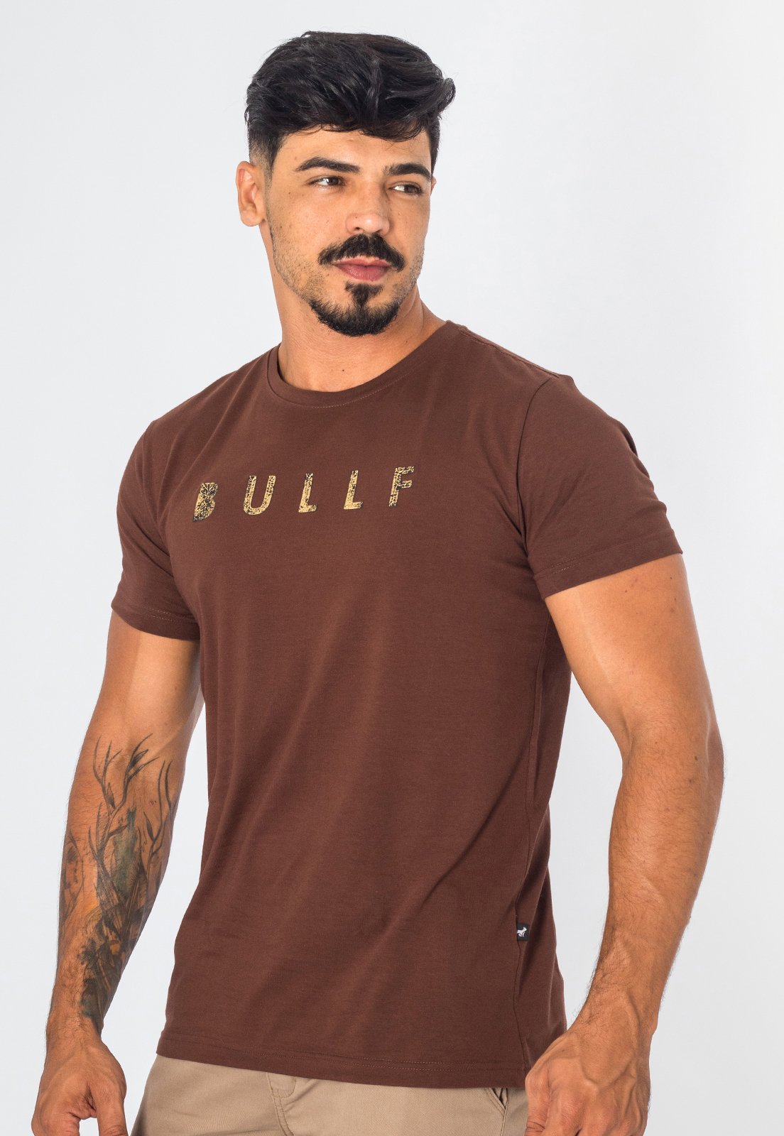 Camiseta Masculina Malha Penteada Elastano Silk Foil Batido