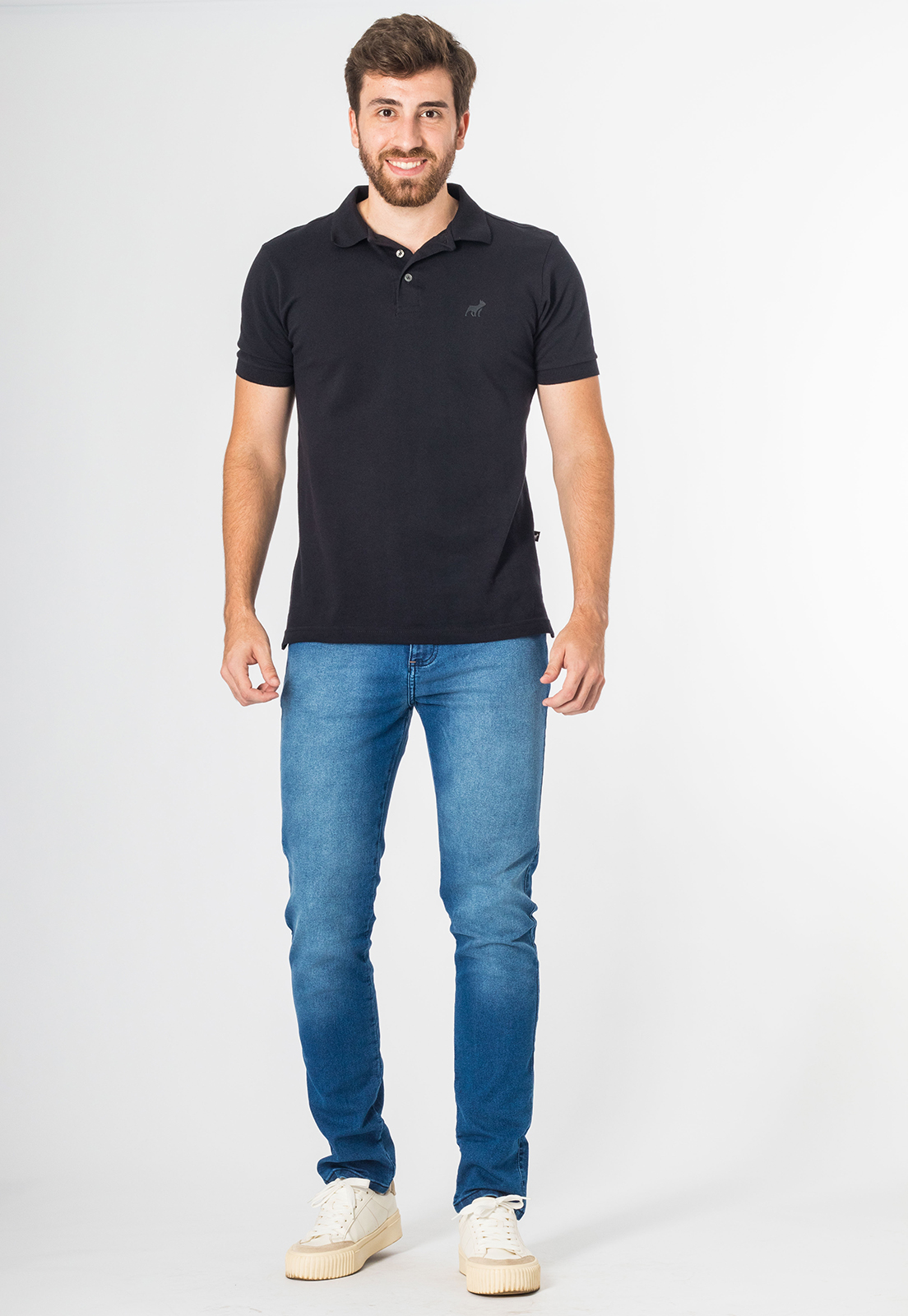 Calça Jeans Masculina Slim Com Bolso Elastano Azul Claro