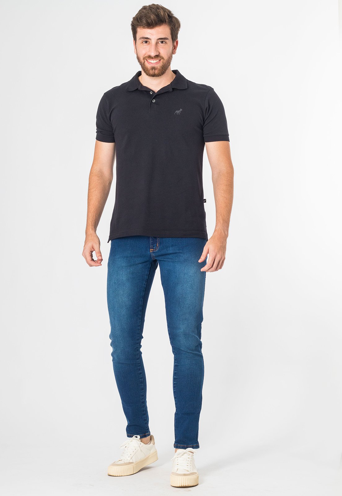 Calça Jeans Masculina Curta Skinny Com Elastano Bolso Azul