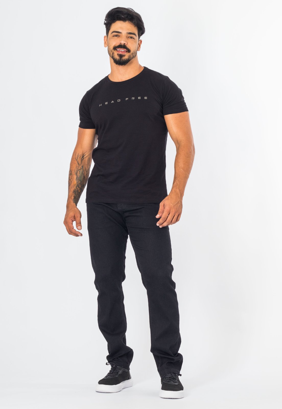 Calça Jeans Masculina Preta Casual Slim Com Elastano Bolsos