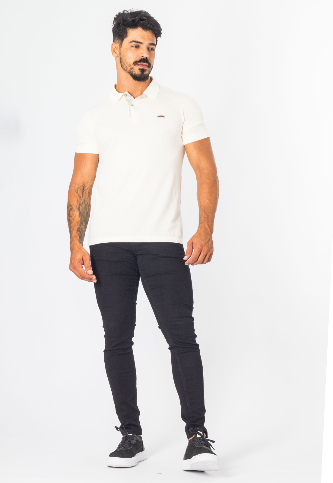 Calça De Sarja Preta Masculina Skinny Com Elastano Casual