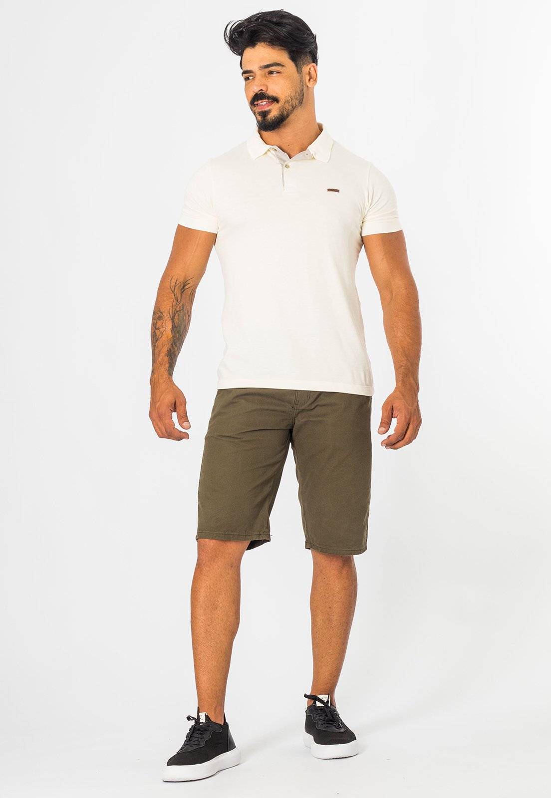 Bermuda Masculina de Sarja Casual Slim Alfaiataria Militar