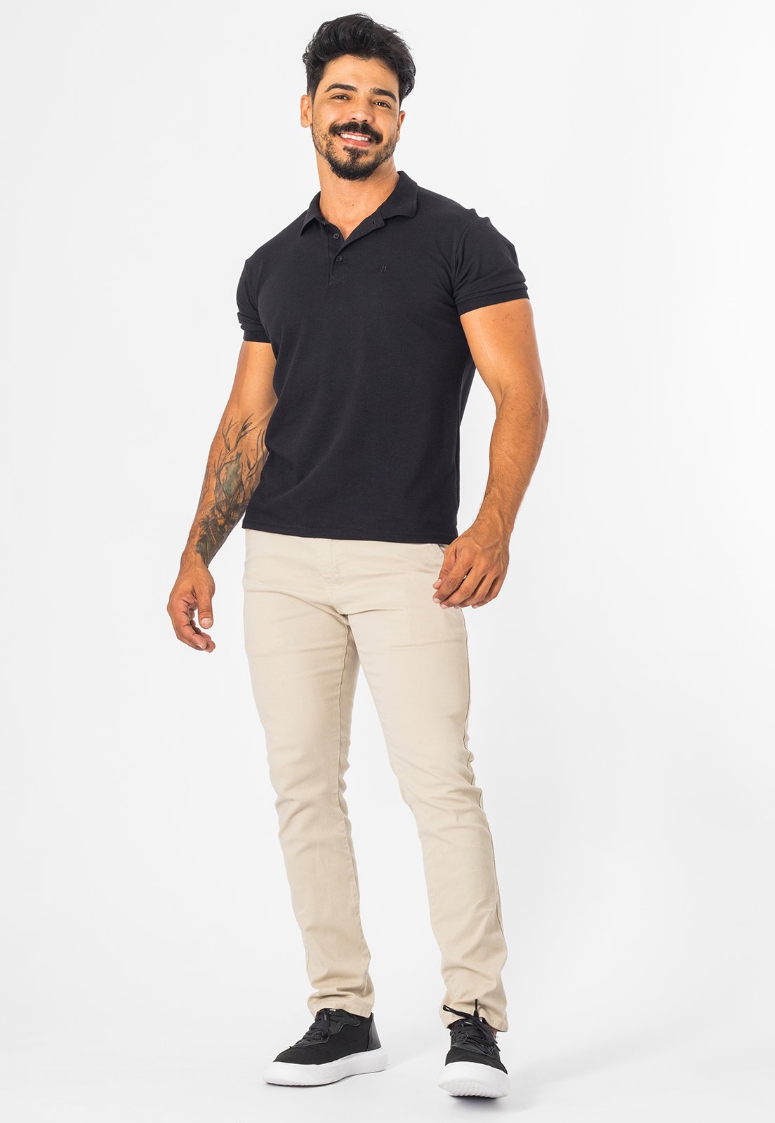 Calça De Sarja Masculina Alfaiataria Casual Slim Areia