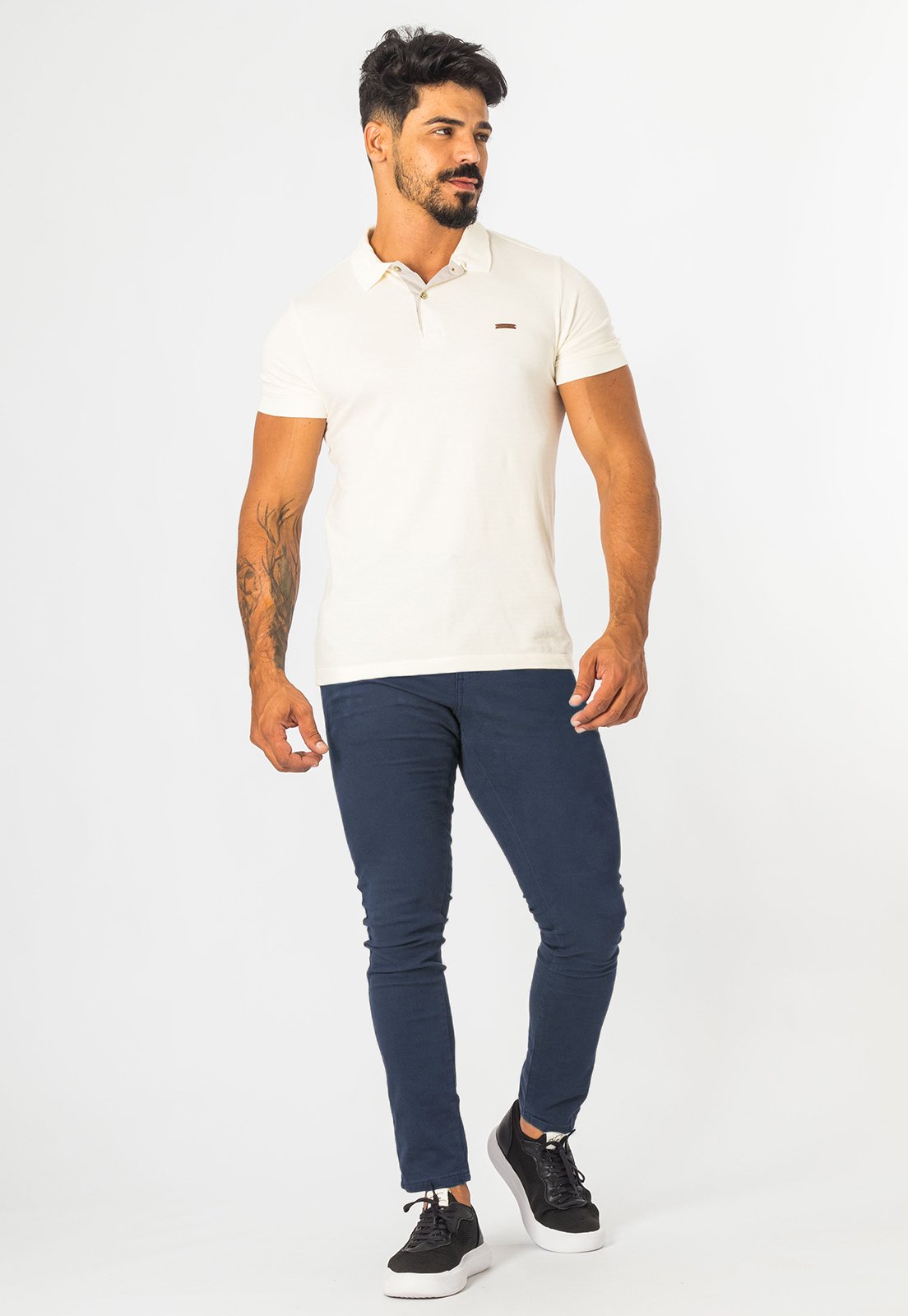 Calça De Sarja Masculina Alfaiataria Slim Azul Marinho