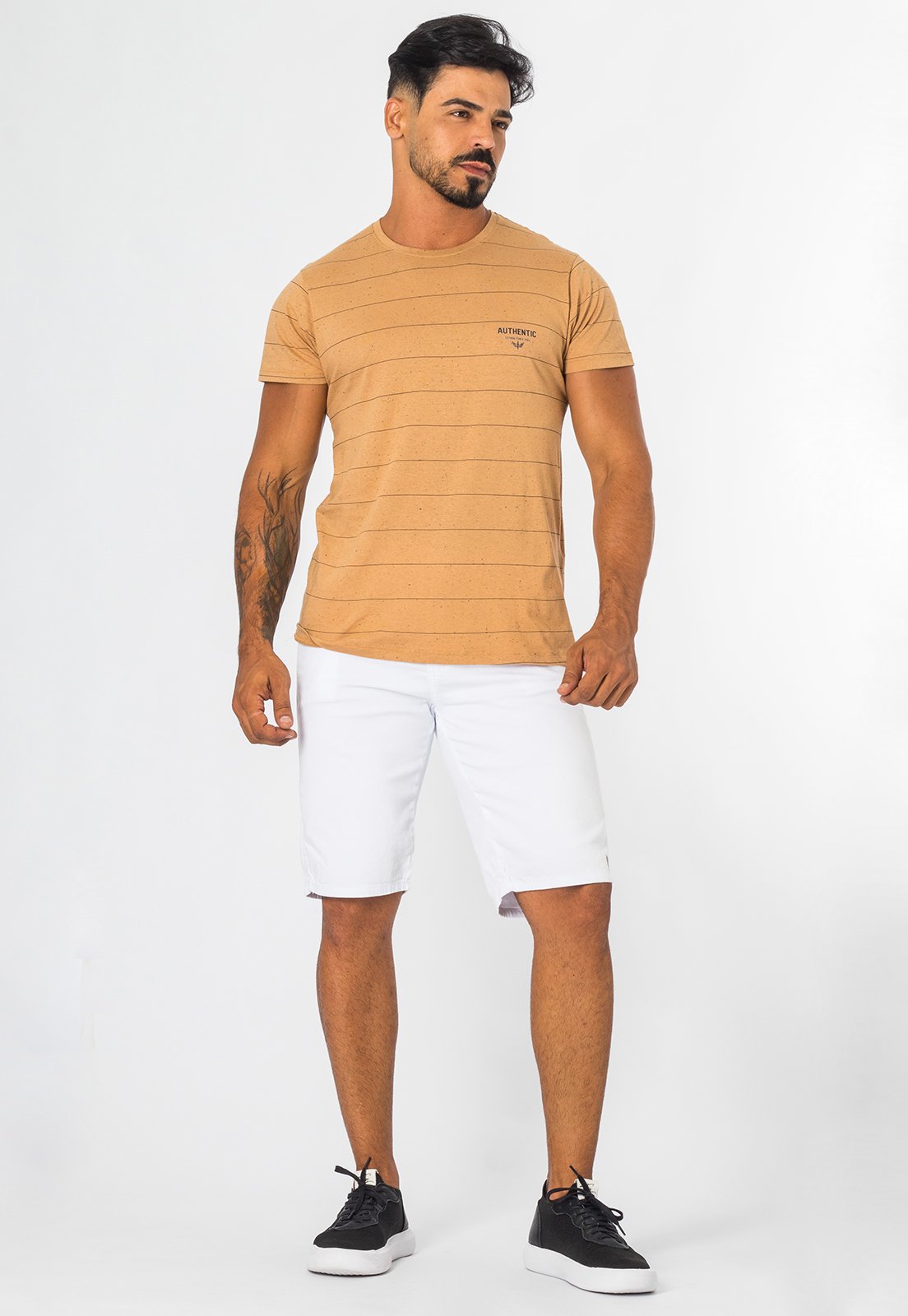 Bermuda De Sarja Masculina Branca Com Elastano Casual Fit