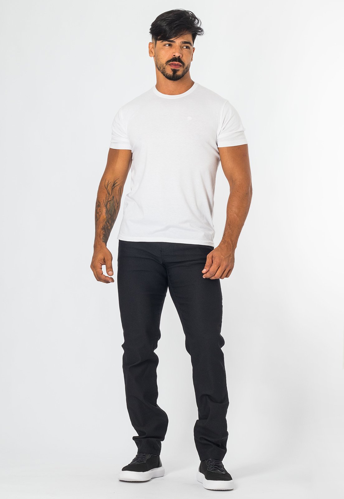 Calça De Sarja Masculina Preta Slim Premium Elastano Bolso